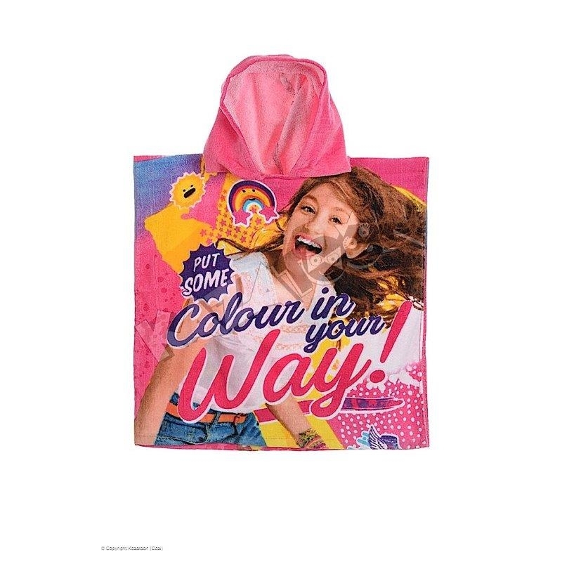 Disney Soy Luna Poncho de Bain Girl sans Chapeau pour Enfants de Couleur Rose en 100% Coton Filles 