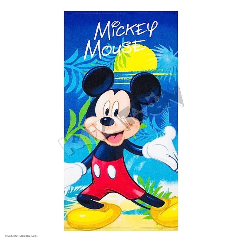 Serviette De Plage Mickey Mouse - 70x140 Cm, 100% Coton, Bleu - Drap De Plage, Poncho, Jouet De Plage Pour Enfants