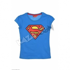 Tee Shirt Fille Superwoman Manches Courtes avec Fronces