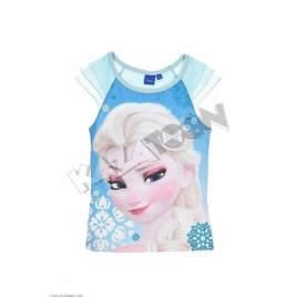 Tee Shirt Fille Reine des Neiges Manches Courtes Dentelle 