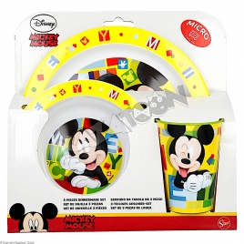 Set Déjeuner Assiette Bol et Verre Mickey